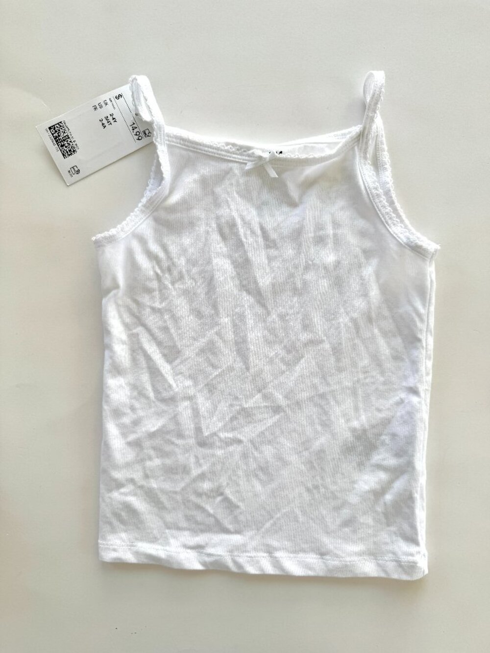H&M Girls Camisole 3/4T NWT White Lace Trim Cami Basic